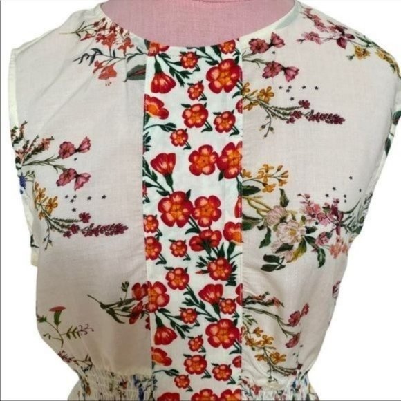 Farm Rio for Anthropologie Smocked Sleeveless Blouse in Ivory Size XS NWOT - Picture 5 of 13